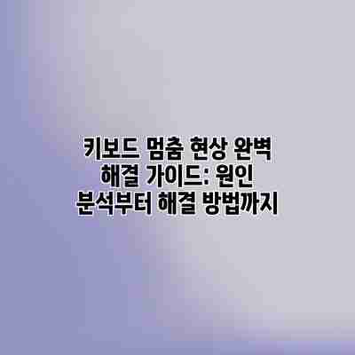 키보드 멈춤 현상 완벽 해결 가이드: 원인 분석부터 해결 방법까지