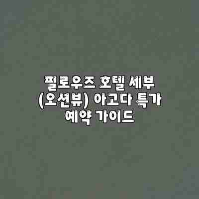 필로우즈 호텔 세부 (오션뷰) 아고다 특가 예약 가이드 필로우즈 호텔 세부 (오션뷰) 아고다 특가 예약 가이드