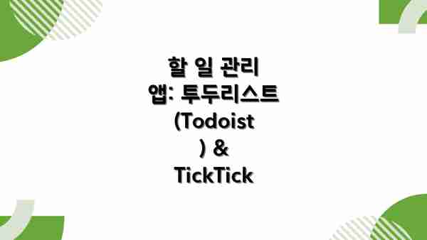 할 일 관리 앱: 투두리스트 (Todoist) & TickTick