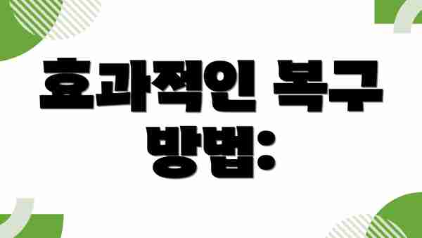 효과적인 복구 방법: