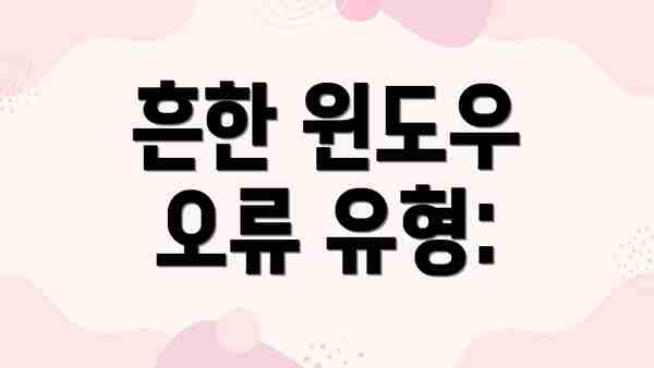 흔한 윈도우 오류 유형: