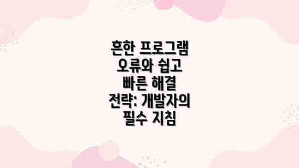 흔한 프로그램 오류와 쉽고 빠른 해결 전략: 개발자의 필수 지침