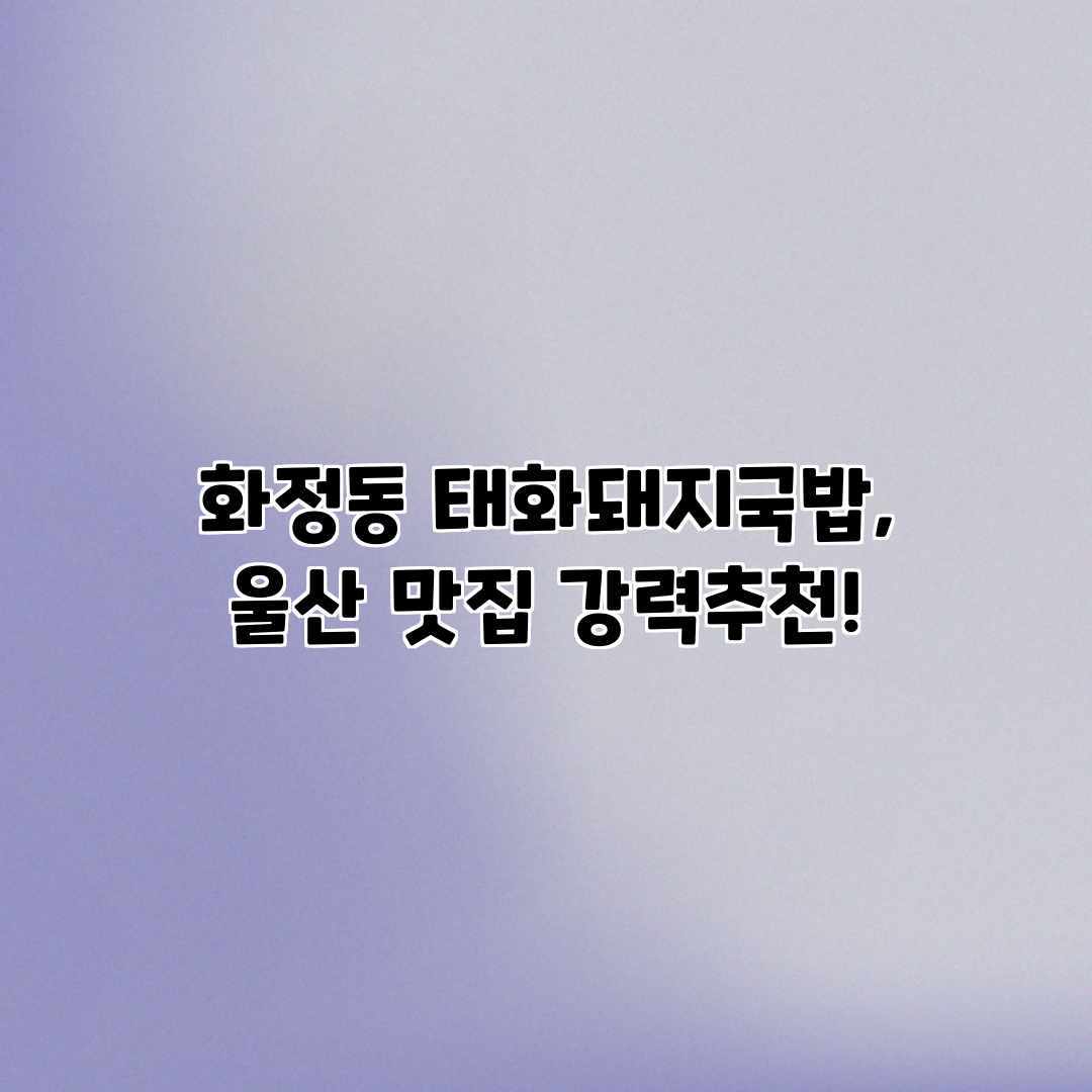 화정동 태화돼지국밥, 울산 맛집 강력추천!