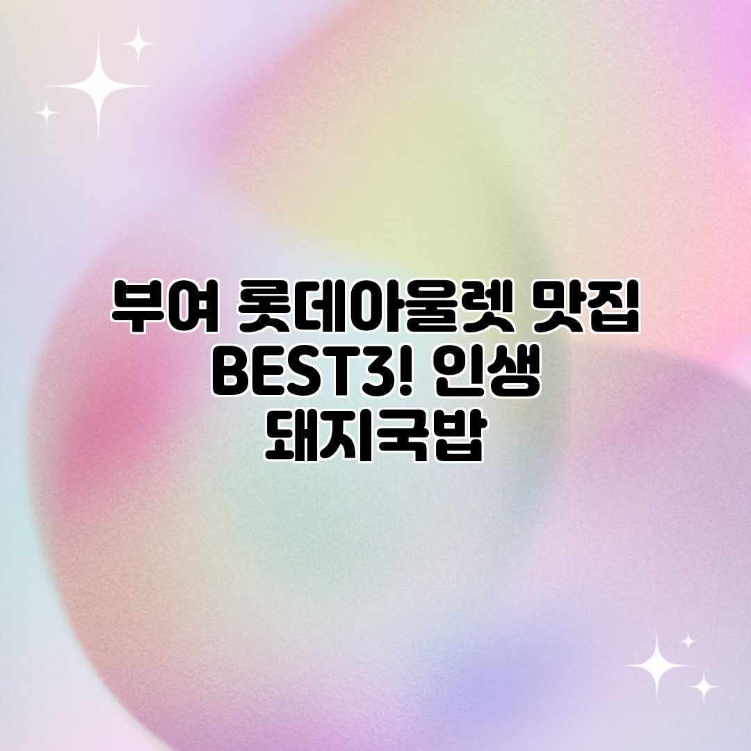 부여 롯데아울렛 맛집 BEST3! 인생 돼지국밥