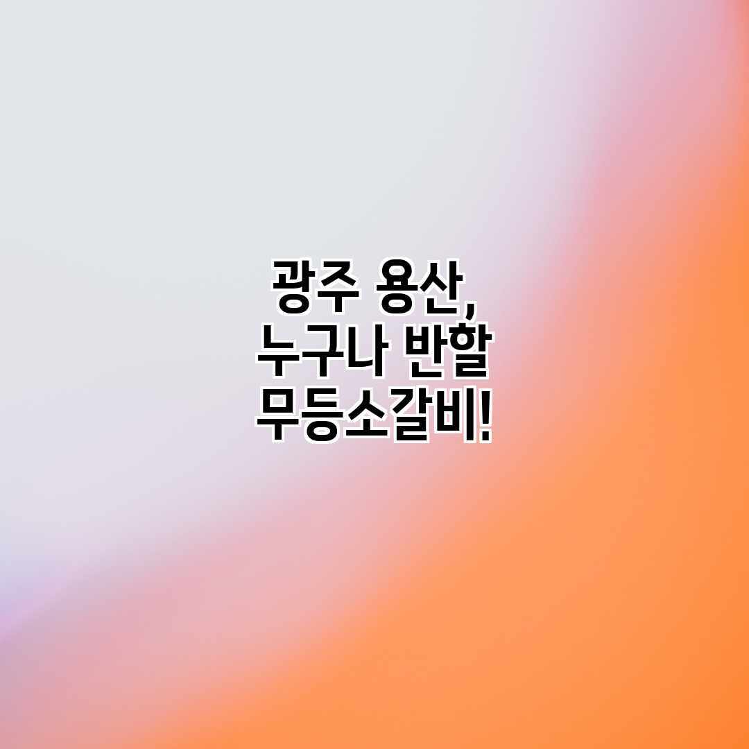 광주 용산, 누구나 반할 무등소갈비!