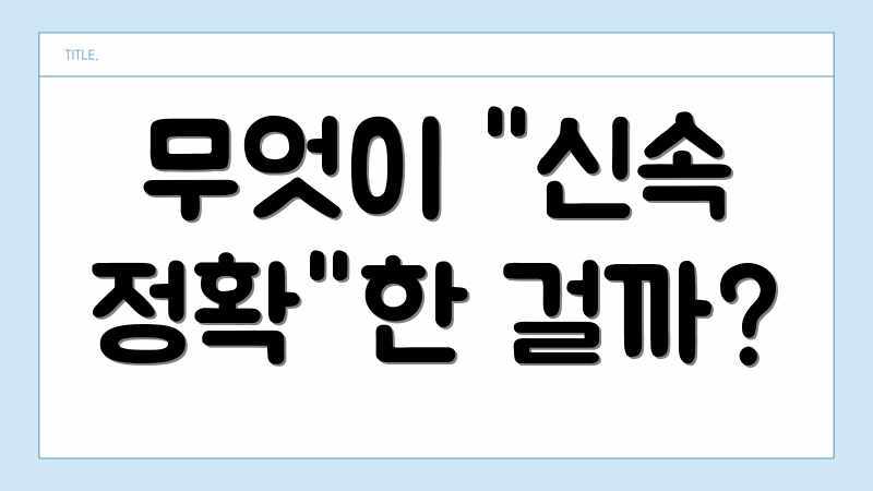 무엇이 "신속 정확"한 걸까?