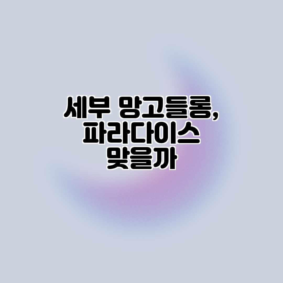세부 망고들롱, 파라다이스 맞을까? 세부 망고들롱, 파라다이스 맞을까?