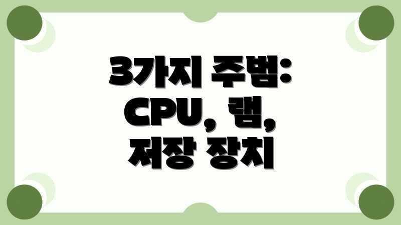 3가지 주범: CPU, 램, 저장 장치