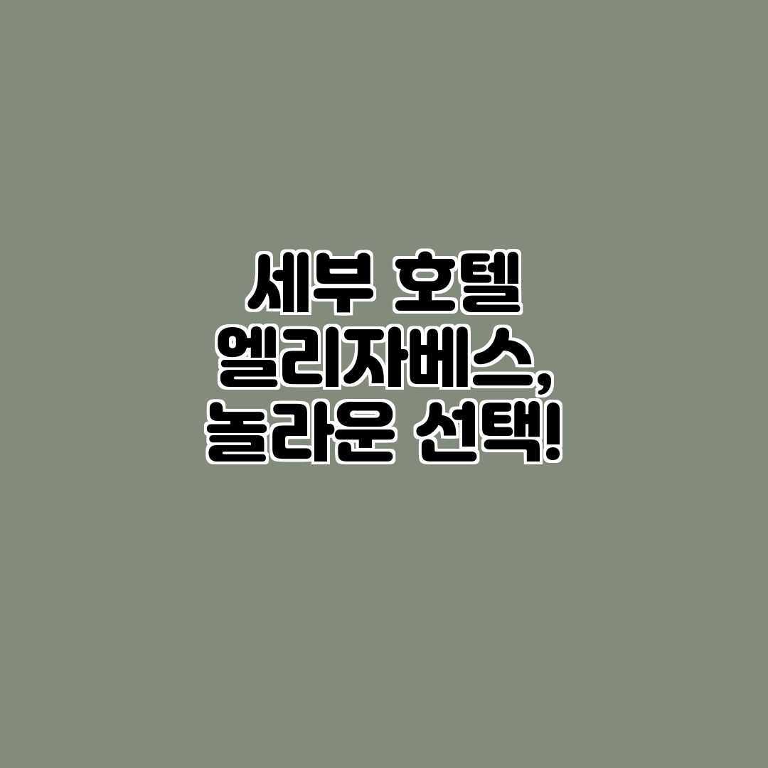 세부 호텔 엘리자베스, 놀라운 선택! 세부 호텔 엘리자베스, 놀라운 선택!