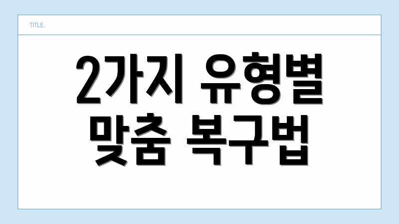 2가지 유형별 맞춤 복구법