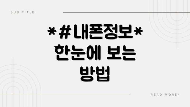 *#내폰정보* 한눈에 보는 방법