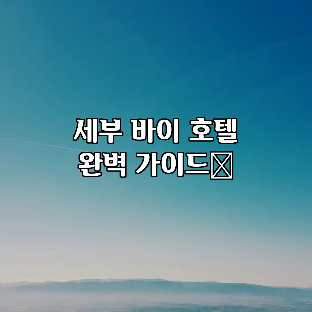세부 바이 호텔 완벽 가이드✨ 세부 바이 호텔 완벽 가이드✨