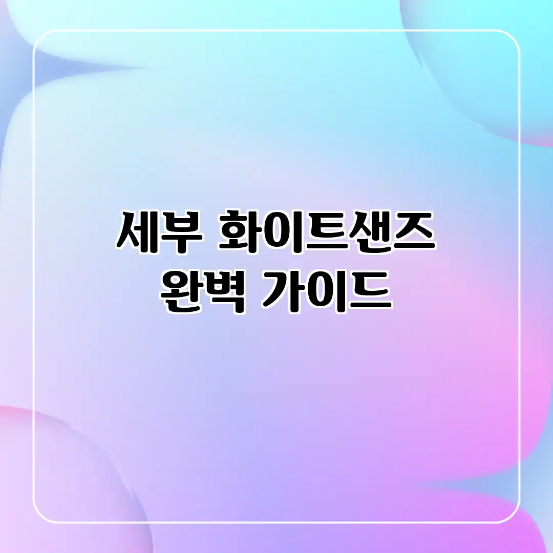 세부 화이트샌즈 완벽 가이드