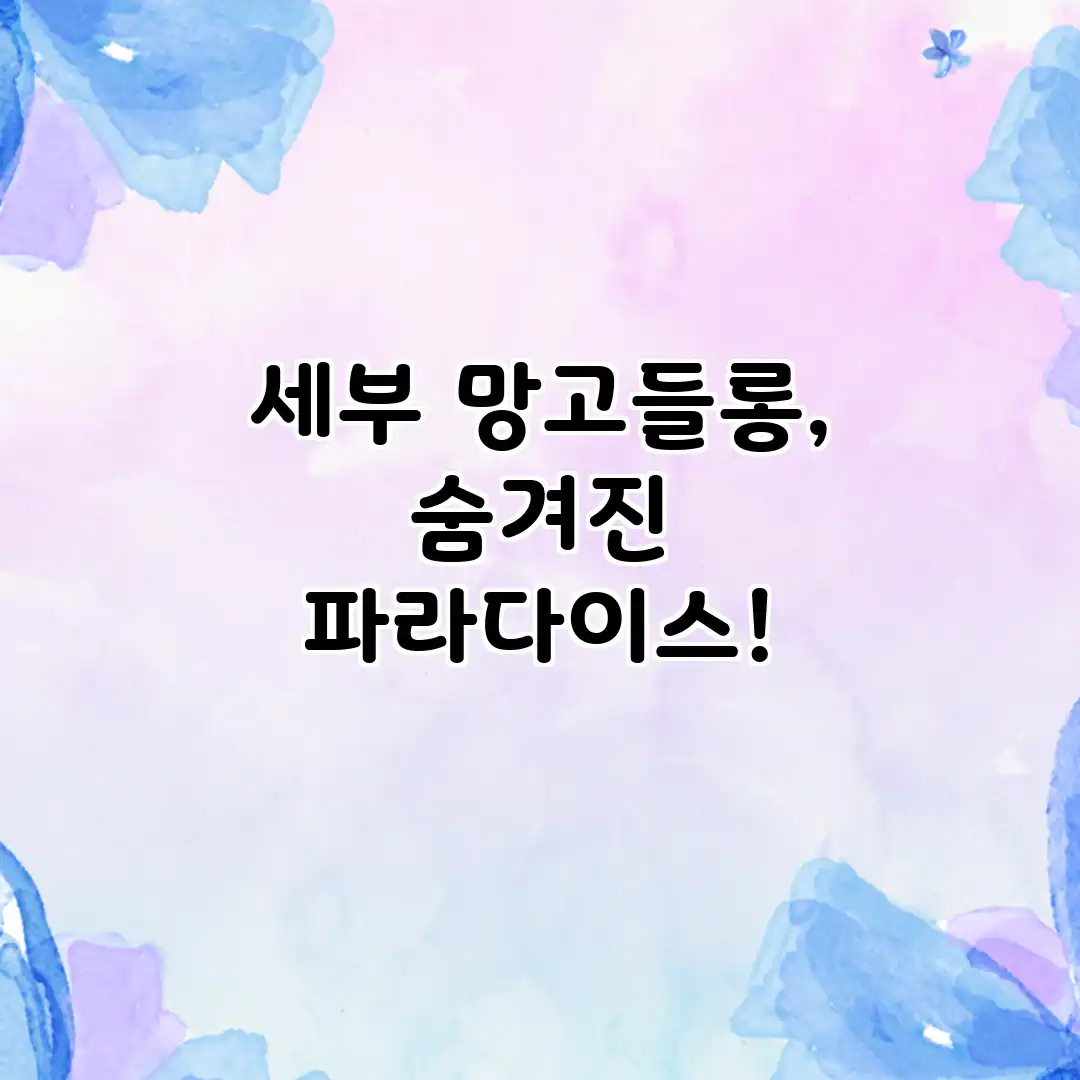세부 망고들롱, 숨겨진 파라다이스! 세부 망고들롱, 숨겨진 파라다이스!