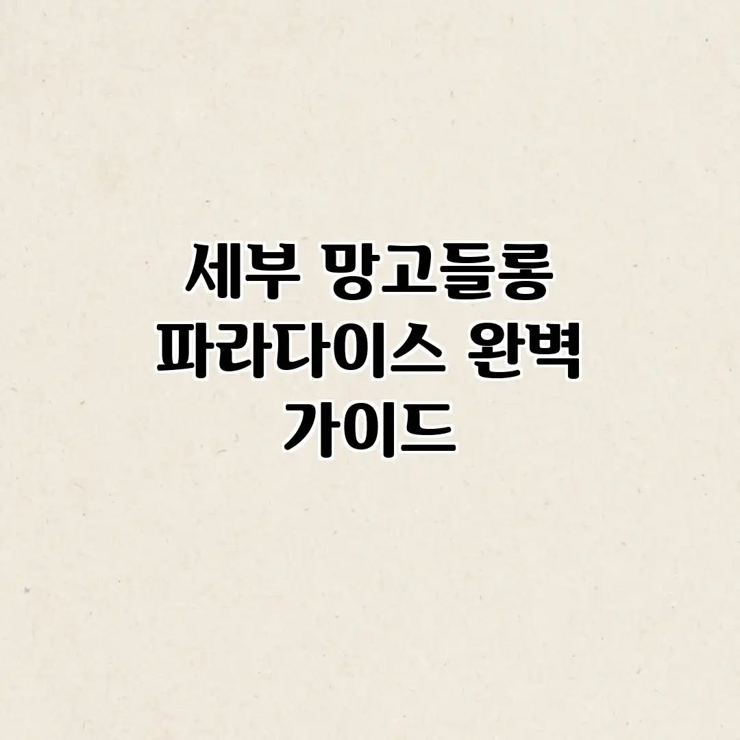 세부 망고들롱 파라다이스 완벽 가이드