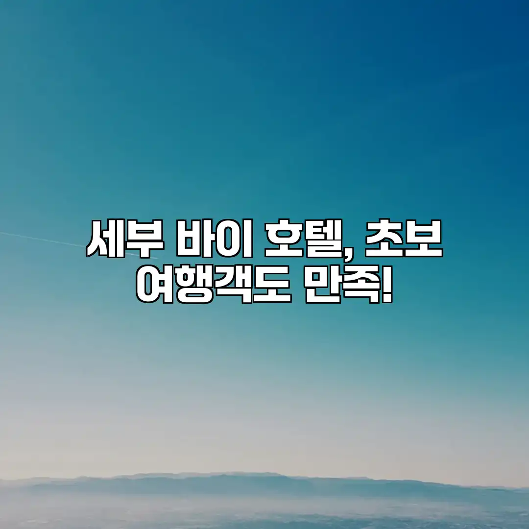 세부 바이 호텔, 초보 여행객도 만족!