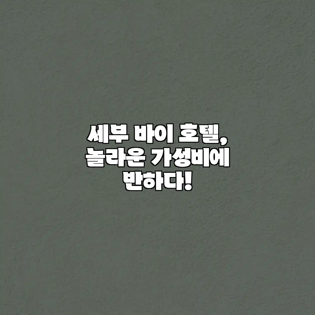 세부 바이 호텔, 놀라운 가성비에 반하다! 세부 바이 호텔, 놀라운 가성비에 반하다!