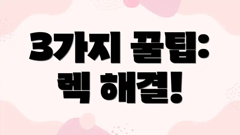 3가지 꿀팁: 렉 해결!