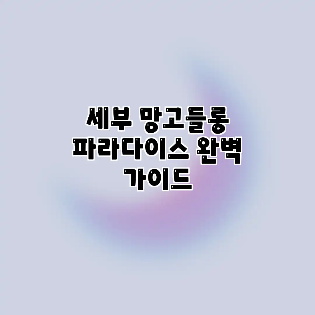 세부 망고들롱 파라다이스 완벽 가이드 세부 망고들롱 파라다이스 완벽 가이드