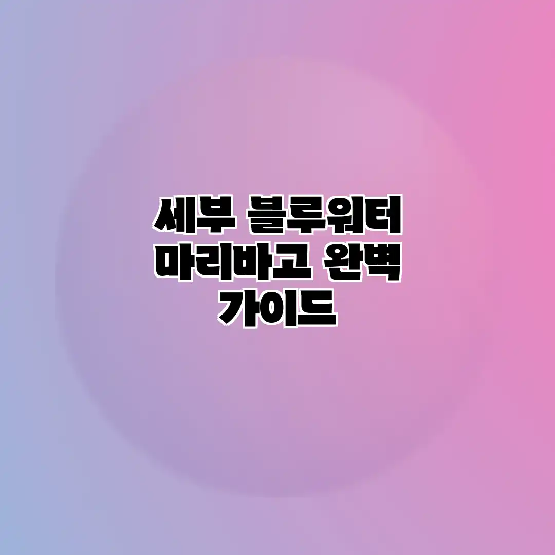 세부 블루워터 마리바고 완벽 가이드 세부 블루워터 마리바고 완벽 가이드