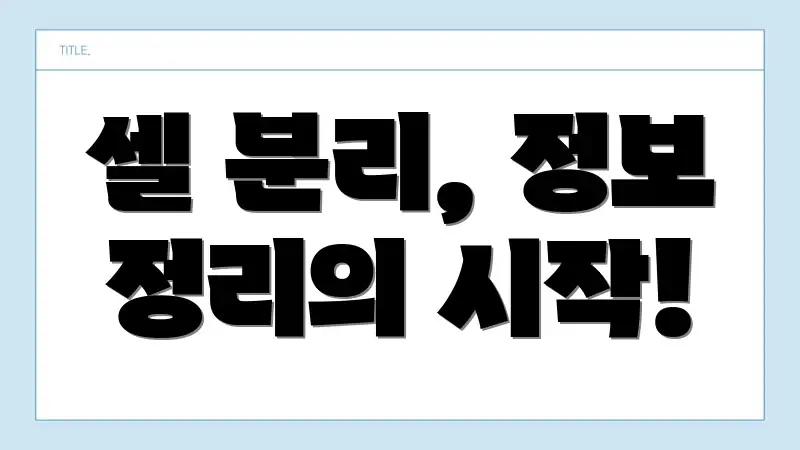 셀 분리, 정보 정리의 시작!