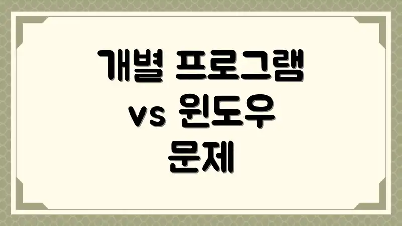 개별 프로그램 vs 윈도우 문제