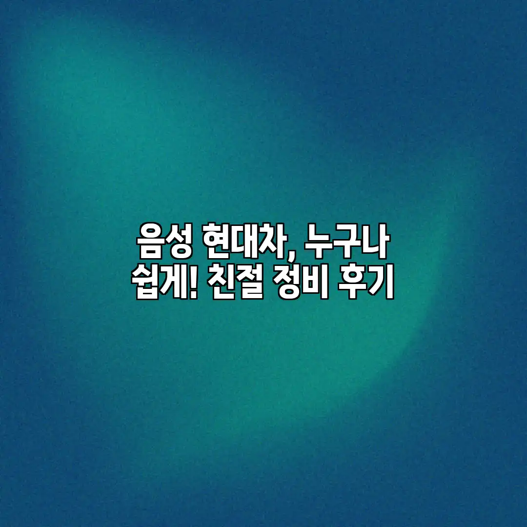 음성 현대차, 누구나 쉽게! 친절 정비 후기