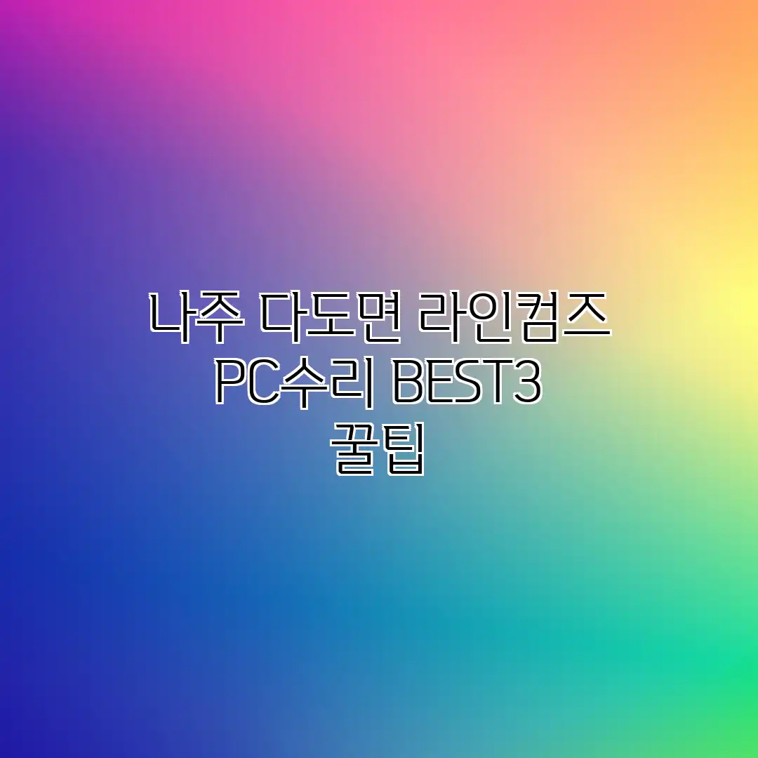 나주 다도면 라인컴즈 PC수리 BEST3 꿀팁