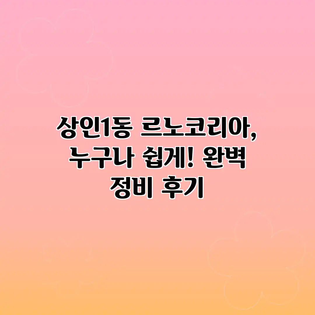상인1동 르노코리아, 누구나 쉽게! 완벽 정비 후기
