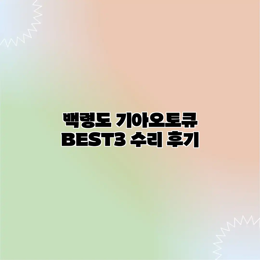 백령도 기아오토큐 BEST3 수리 후기
