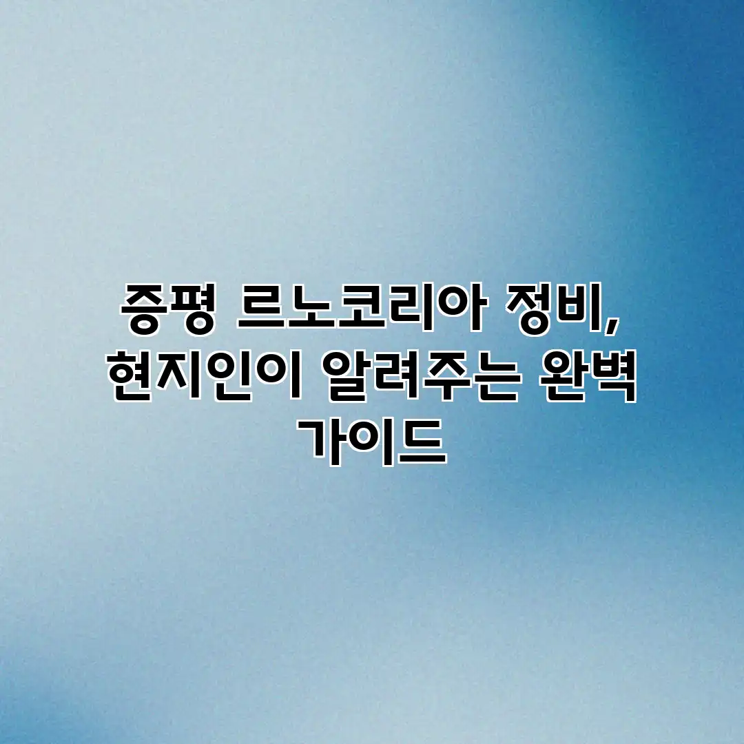 증평 르노코리아 정비, 현지인이 알려주는 완벽 가이드