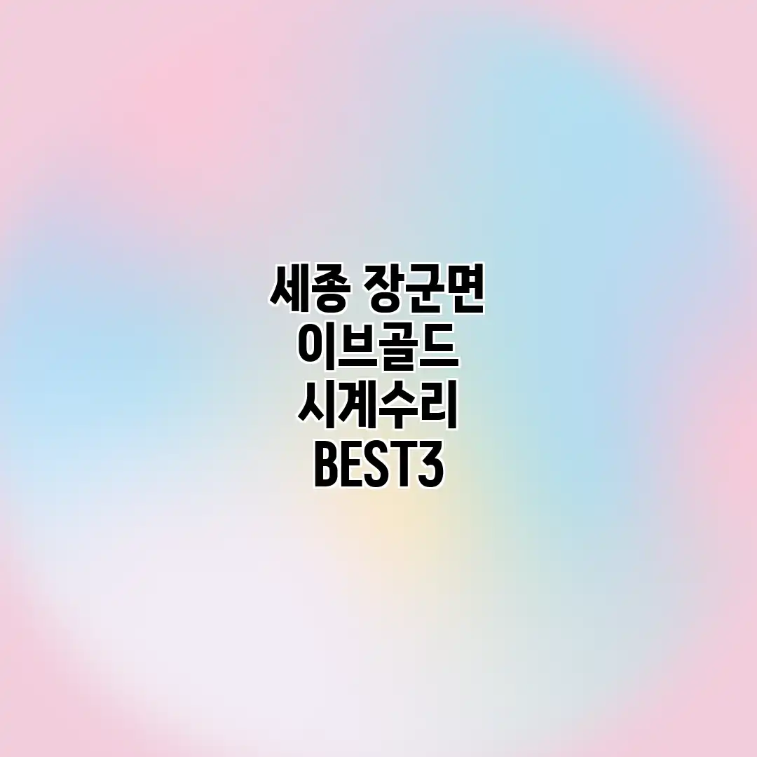 세종 장군면 이브골드 시계수리 BEST3