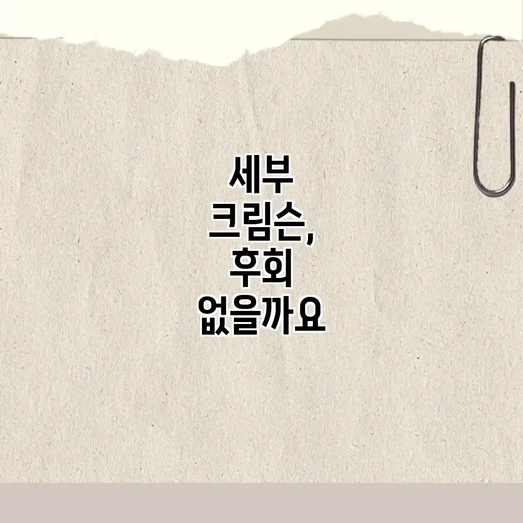 세부 크림슨, 후회 없을까요?