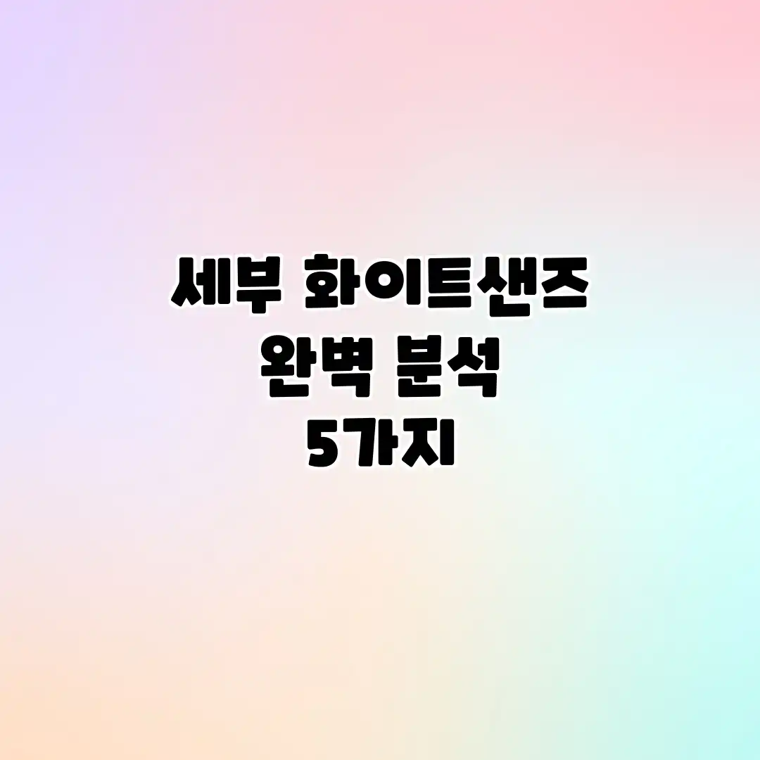 세부 화이트샌즈 완벽 분석 5가지