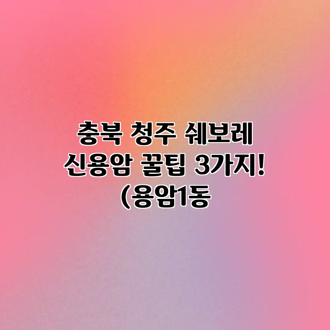 충북 청주 쉐보레 신용암 꿀팁 3가지! (용암1동