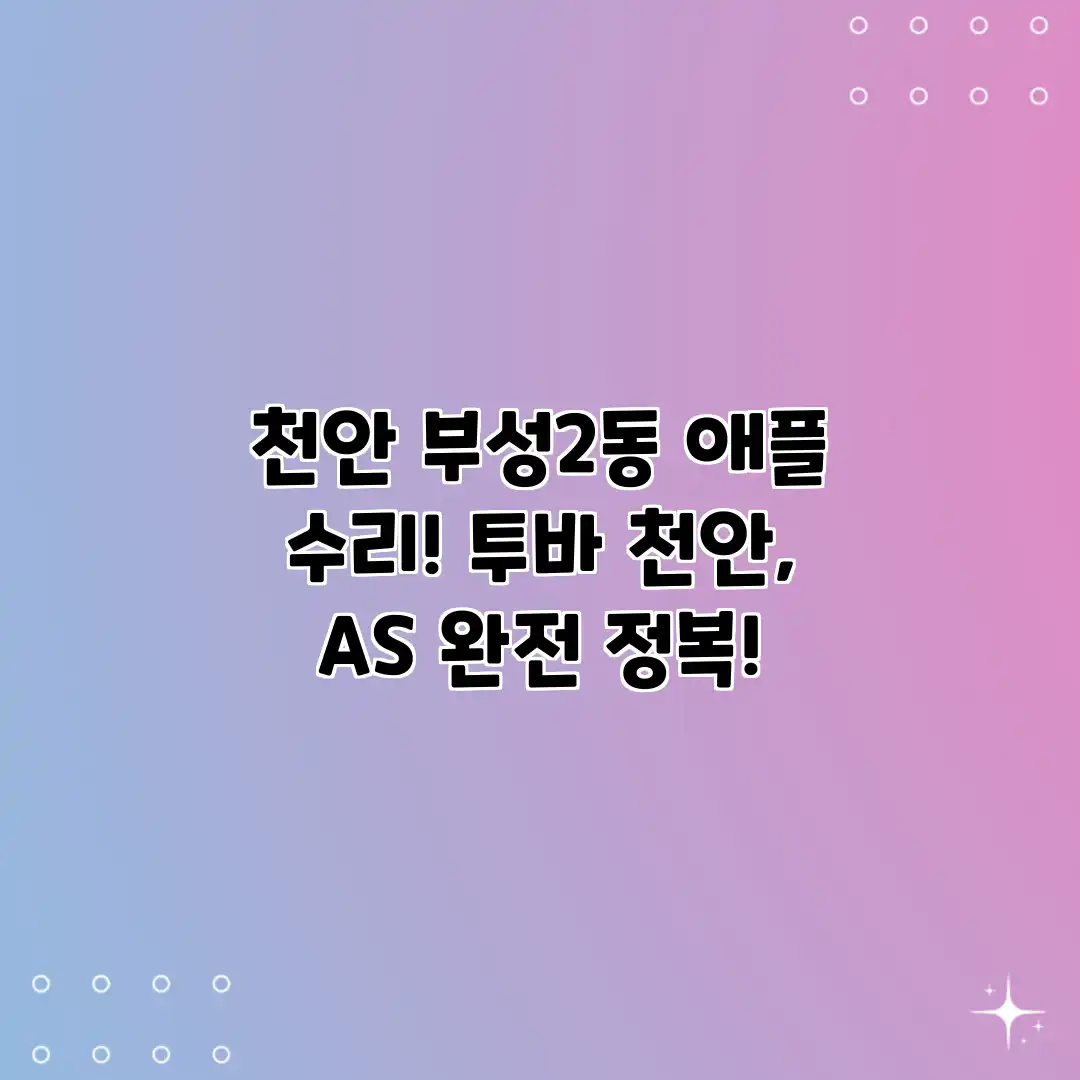 천안 부성2동 애플 수리! 투바 천안, AS 완전 정복! 천안 부성2동 애플 수리! 투바 천안, AS 완전 정복!