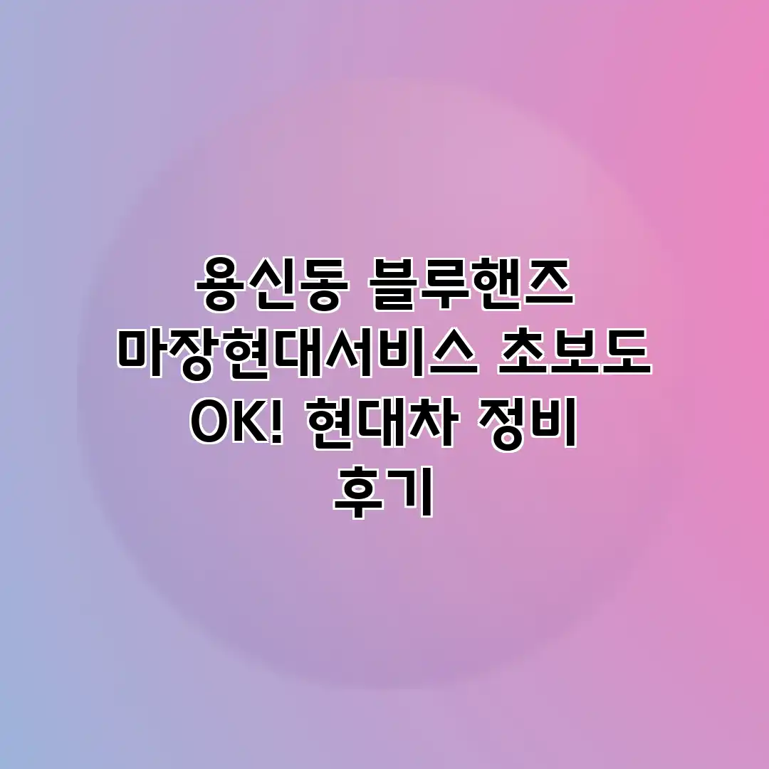 용신동 블루핸즈 마장현대서비스: 초보도 OK! 현대차 정비 후기 용신동 블루핸즈 마장현대서비스: 초보도 OK! 현대차 정비 후기
