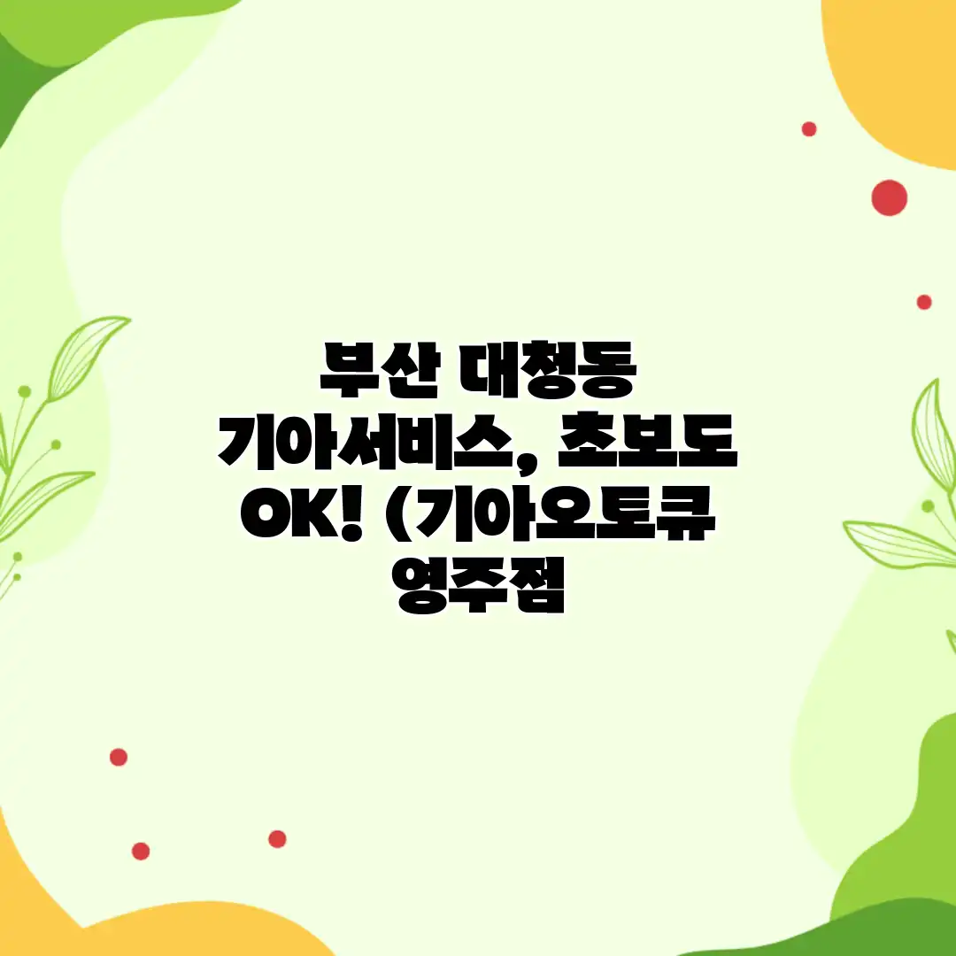 부산 대청동 기아서비스, 초보도 OK! (기아오토큐 영주점