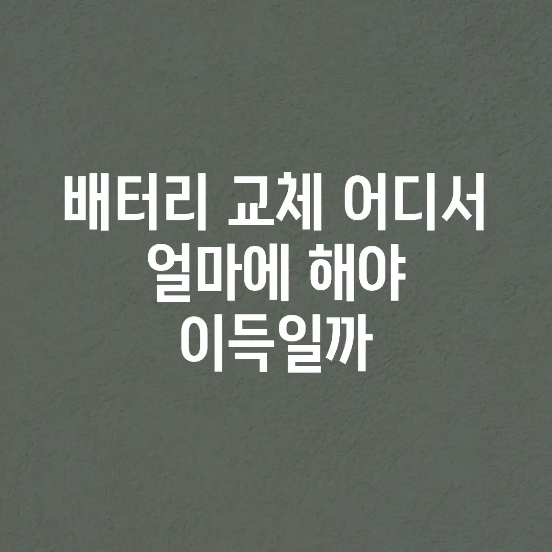 배터리 교체, 어디서 얼마에 해야 이득일까?