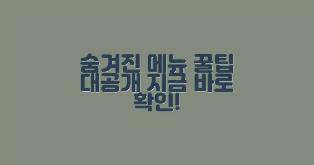 숨겨진 메뉴, 확인하는 법